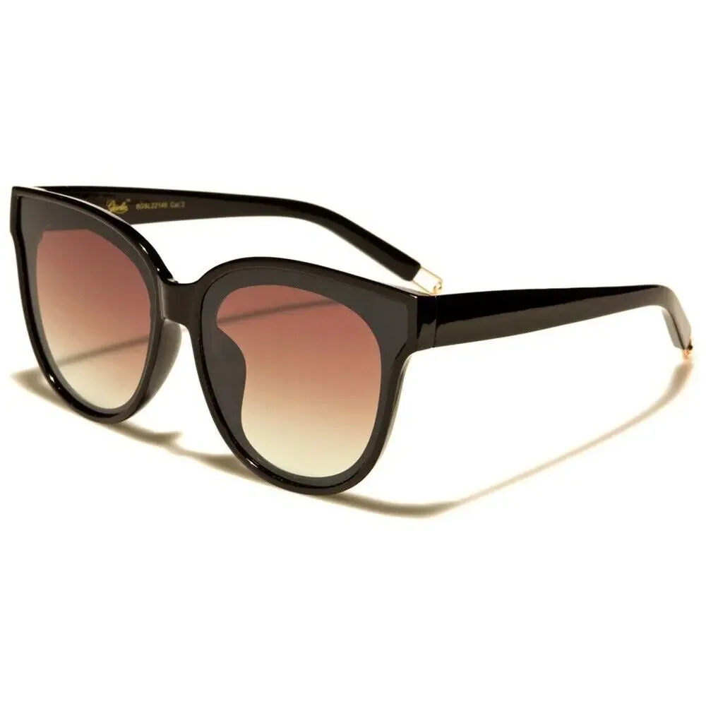 Black Cat Eye Sunglasses Brown Gradient Gold Temple Arms